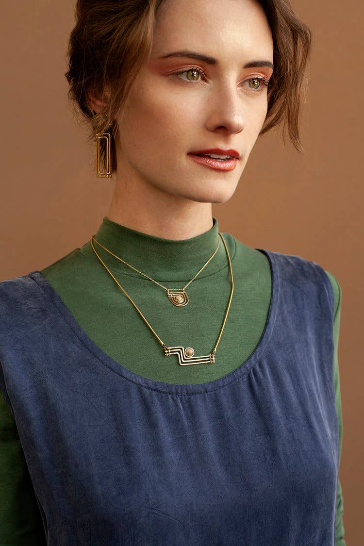 Lindsay Lewis - Golden Era Necklace - Red Jasper: 18" Chain