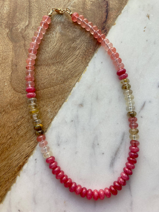 Rowan Necklace: Cherry Quartz/ Pink