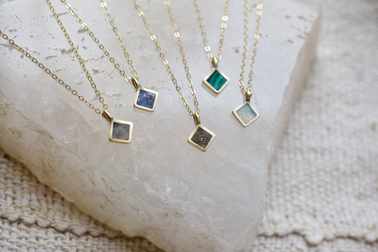 Mountainside Jewelry - Mesa Necklace: Brass + Gold Filled / Malachite