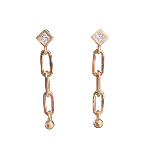 Diamond Paperclip Drop Earrings