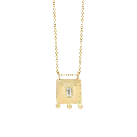 Square baguette and dot necklace