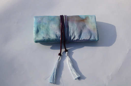 Hand Dyed Silk Jewelry Roll - Baby Blue